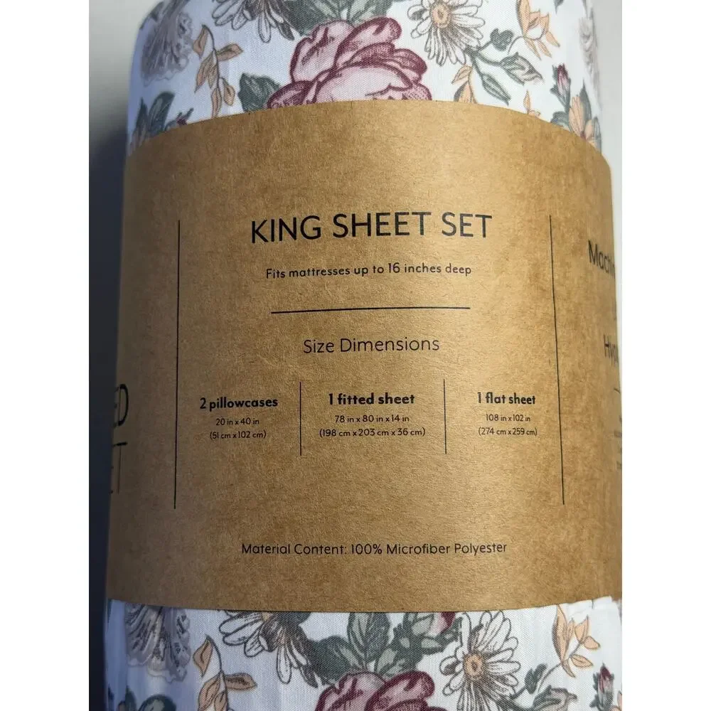 NEW! Casual Comfort iEnjoy KING 4PC Blooming Floral Patterned Sheet Set Rose